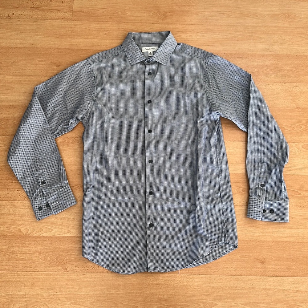 Blue circle print Calvin Klein youth 16 dress shirt